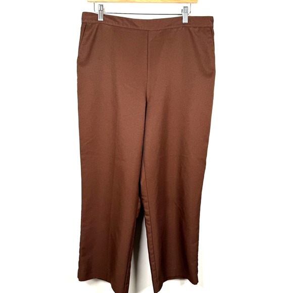 Alfred Dunner Pants - Alfred Dunner Pants 16P Petite Brown Elastic Waist Straight Leg‎ Base Capsule